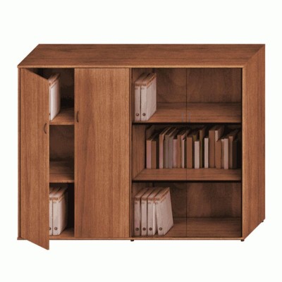 Престиж Исп.22 (Темный орех) Шкаф комбинированный средний (закрытый + стекло)