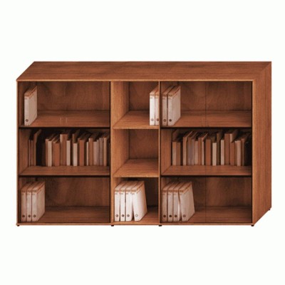 Престиж Исп.27 (Темный орех) Шкаф комбинированный средний (стекло + стеллаж узкий + стекло)