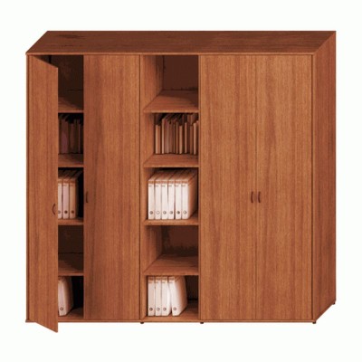 Престиж Исп.41 (Темный орех) Шкаф комбинированный высокий (закрытый + стеллаж узкий + закрытый)