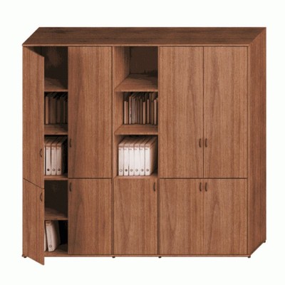 Престиж Исп.55 (Темный орех) Шкаф комбинированный высокий (закрытый + полузакрытый узкий + закрытый)