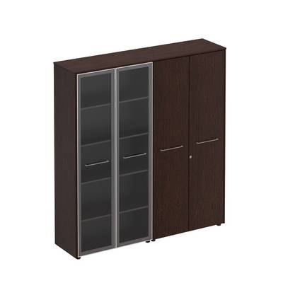 Reventon МЕ 357 ВТ (Венге тёмный) Шкаф комбинированный высокий (стекло + одежда)