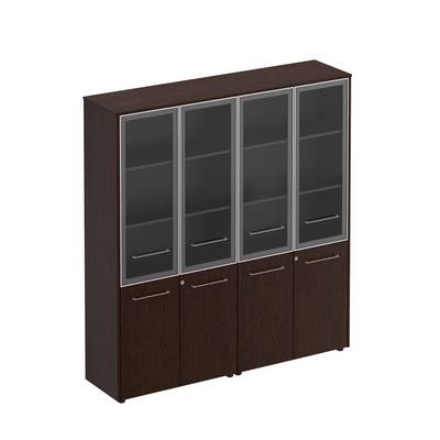 Reventon МЕ 360 ВТ (Венге тёмный) Шкаф комбинированный высокий (стекло + стекло)