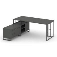 Rift Direct RF.SRT-24 (L) (Антрацит/Антрацит) Стол руководителя на опорной тумбой, левый