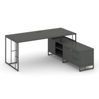 Rift Direct RF.SRT-25 (R) (Антрацит/Антрацит) Стол руководителя на опорной тумбой, правый