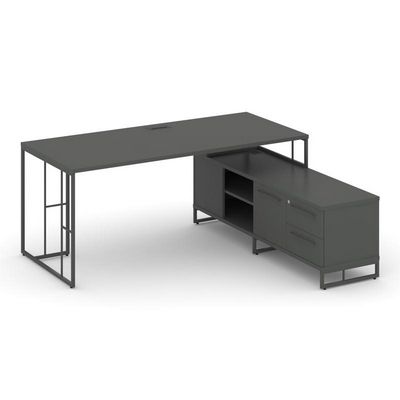 Rift Direct RF.SRT-25 (R) (Антрацит/Антрацит) Стол руководителя на опорной тумбой, правый