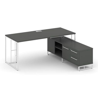 Rift Direct RF.SRT-24 (R) (Антрацит/Белый) Стол руководителя на опорной тумбой, правый