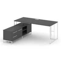 Rift Direct RF.SRT-25 (L) (Антрацит/Белый) Стол руководителя на опорной тумбой, левый