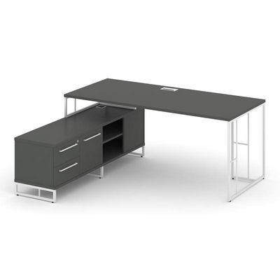 Rift Direct RF.SRT-25 (L) (Антрацит/Белый) Стол руководителя на опорной тумбой, левый