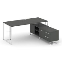 Rift Direct RF.SRT-25 (R) (Антрацит/Белый) Стол руководителя на опорной тумбой, правый