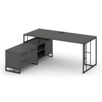 Rift Direct RF.SRT-25 (L) (Антрацит/Черный) Стол руководителя на опорной тумбой, левый