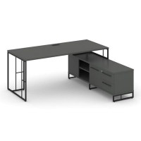 Rift Direct RF.SRT-25 (R) (Антрацит/Черный) Стол руководителя на опорной тумбой, правый