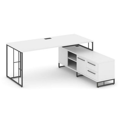 Rift Direct RF.SRT-24 (R) (Белый брилиант/Антрацит) Стол руководителя на опорной тумбой, правый