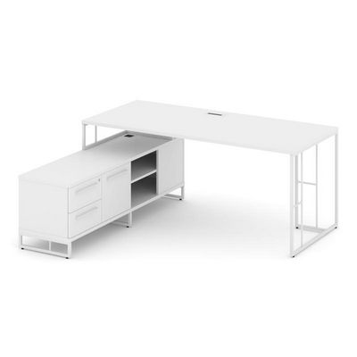 Rift Direct RF.SRT-24 (L) (Белый брилиант/Белый) Стол руководителя на опорной тумбой, левый