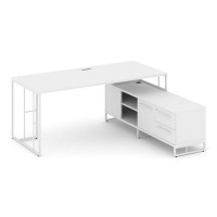 Rift Direct RF.SRT-25 (R) (Белый брилиант/Белый) Стол руководителя на опорной тумбой, правый