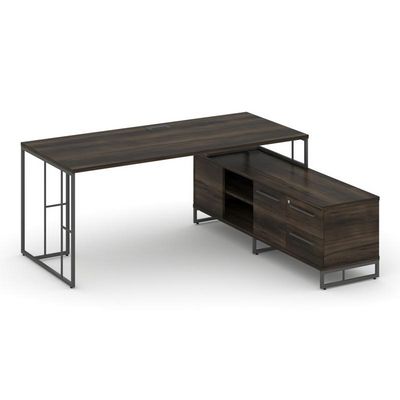 Rift Direct RF.SRT-25 (R) (Дуб мали/Антрацит) Стол руководителя на опорной тумбой, правый