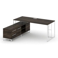 Rift Direct RF.SRT-24 (L) (Дуб мали/Белый) Стол руководителя на опорной тумбой, левый