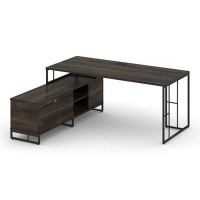 Rift Direct RF.SRT-25 (L) (Дуб мали/Черный) Стол руководителя на опорной тумбой, левый