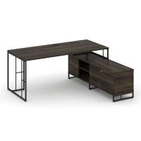 Rift Direct RF.SRT-25 (R) (Дуб мали/Черный) Стол руководителя на опорной тумбой, правый