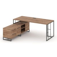 Rift Direct RF.SRT-25 (L) (Дуб табак/Антрацит) Стол руководителя на опорной тумбой, левый