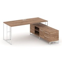 Rift Direct RF.SRT-24 (R) (Дуб табак/Белый) Стол руководителя на опорной тумбой, правый