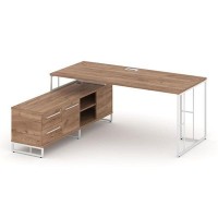 Rift Direct RF.SRT-25 (L) (Дуб табак/Белый) Стол руководителя на опорной тумбой, левый