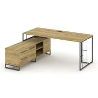 Rift Direct RF.SRT-25 (L) (Дуб винченцо/Антрацит) Стол руководителя на опорной тумбой, левый