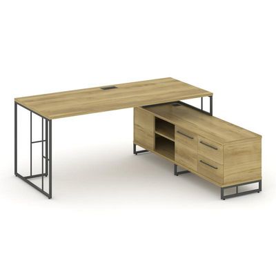 Rift Direct RF.SRT-25 (R) (Дуб винченцо/Антрацит) Стол руководителя на опорной тумбой, правый