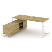 Rift Direct RF.SRT-24 (L) (Дуб винченцо/Белый) Стол руководителя на опорной тумбой, левый