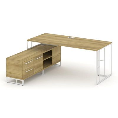 Rift Direct RF.SRT-25 (L) (Дуб винченцо/Белый) Стол руководителя на опорной тумбой, левый