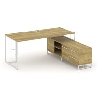 Rift Direct RF.SRT-25 (R) (Дуб винченцо/Белый) Стол руководителя на опорной тумбой, правый