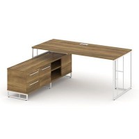 Rift Direct RF.SRT-25 (L) (Сандал янтарный/Белый) Стол руководителя на опорной тумбой, левый