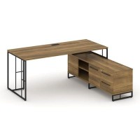 Rift Direct RF.SRT-24 (R) (Сандал янтарный/Черный) Стол руководителя на опорной тумбой, правый