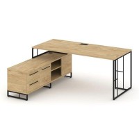 Rift Direct RF.SRT-25 (L) (Тиквуд светлый/Черный) Стол руководителя на опорной тумбой, левый