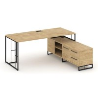 Rift Direct RF.SRT-25 (R) (Тиквуд светлый/Черный) Стол руководителя на опорной тумбой, правый