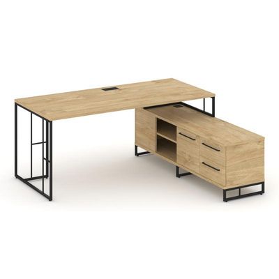 Rift Direct RF.SRT-25 (R) (Тиквуд светлый/Черный) Стол руководителя на опорной тумбой, правый