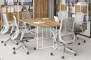 Переговорные столы Rift Direct сандал янтарный/белый металл