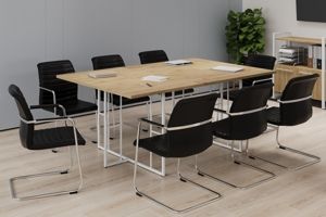 Переговорные столы Rift Direct тиквуд светлый/белый металл