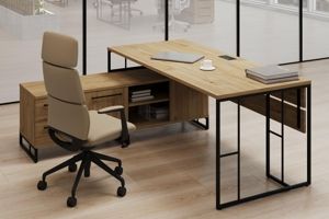 Кабинет Rift Direct тиквуд светлый/черный металл