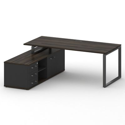 Шифт SK.SRG-200.P-L (Дуб мали/Антрацит/металл антрацит) Стол руководителя с опорной греденцией, левый