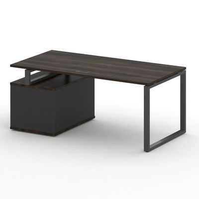 Шифт SK.SRT-180.P-R (Дуб мали/Антрацит/металл антрацит) Стол руководителя с опорной тумбой, правый