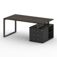 Шифт SK.SRT-180.P-R (Дуб мали/Антрацит/металл антрацит) Стол руководителя с опорной тумбой, правый