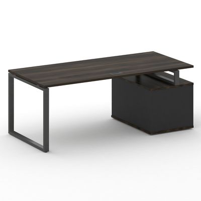 Шифт SK.SRT-200.P-L (Дуб мали/Антрацит/металл антрацит) Стол руководителя с опорной тумбой, левый