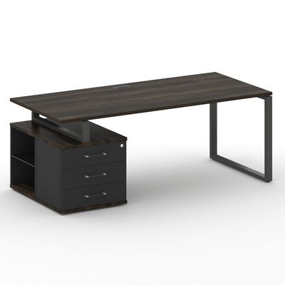 Шифт SK.SRT-200.P-L (Дуб мали/Антрацит/металл антрацит) Стол руководителя с опорной тумбой, левый