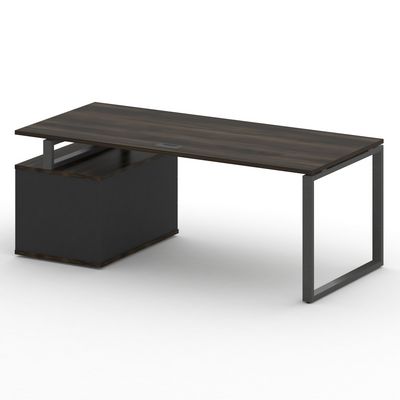 Шифт SK.SRT-200.P-R (Дуб мали/Антрацит/металл антрацит) Стол руководителя с опорной тумбой, правый