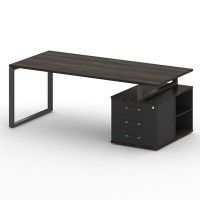 Шифт SK.SRT-200.P-R (Дуб мали/Антрацит/металл антрацит) Стол руководителя с опорной тумбой, правый