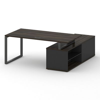 Шифт SK.SRG-180.P-L (Дуб мали/Антрацит/металл черный) Стол руководителя с опорной греденцией, левый