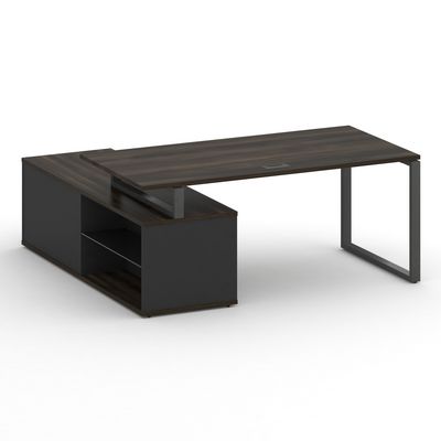 Шифт SK.SRG-180.P-R (Дуб мали/Антрацит/металл черный) Стол руководителя с опорной греденцией, правый