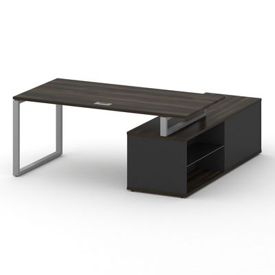 Шифт SK.SRG-180.P-L (Дуб мали/Антрацит/металл серый) Стол руководителя с опорной греденцией, левый