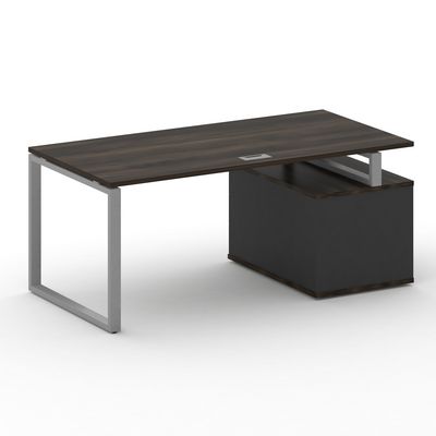 Шифт SK.SRT-180.P-L (Дуб мали/Антрацит/металл серый) Стол руководителя с опорной тумбой, левый