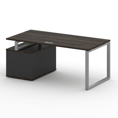 Шифт SK.SRT-180.P-R (Дуб мали/Антрацит/металл серый) Стол руководителя с опорной тумбой, правый